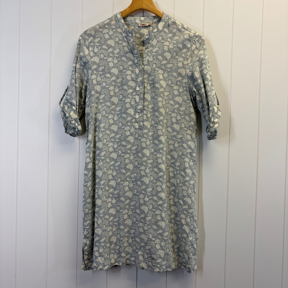 Faherty Minimalist Floral Linen Blend Shirt Dress Women Size S Coastal Lagenlook
